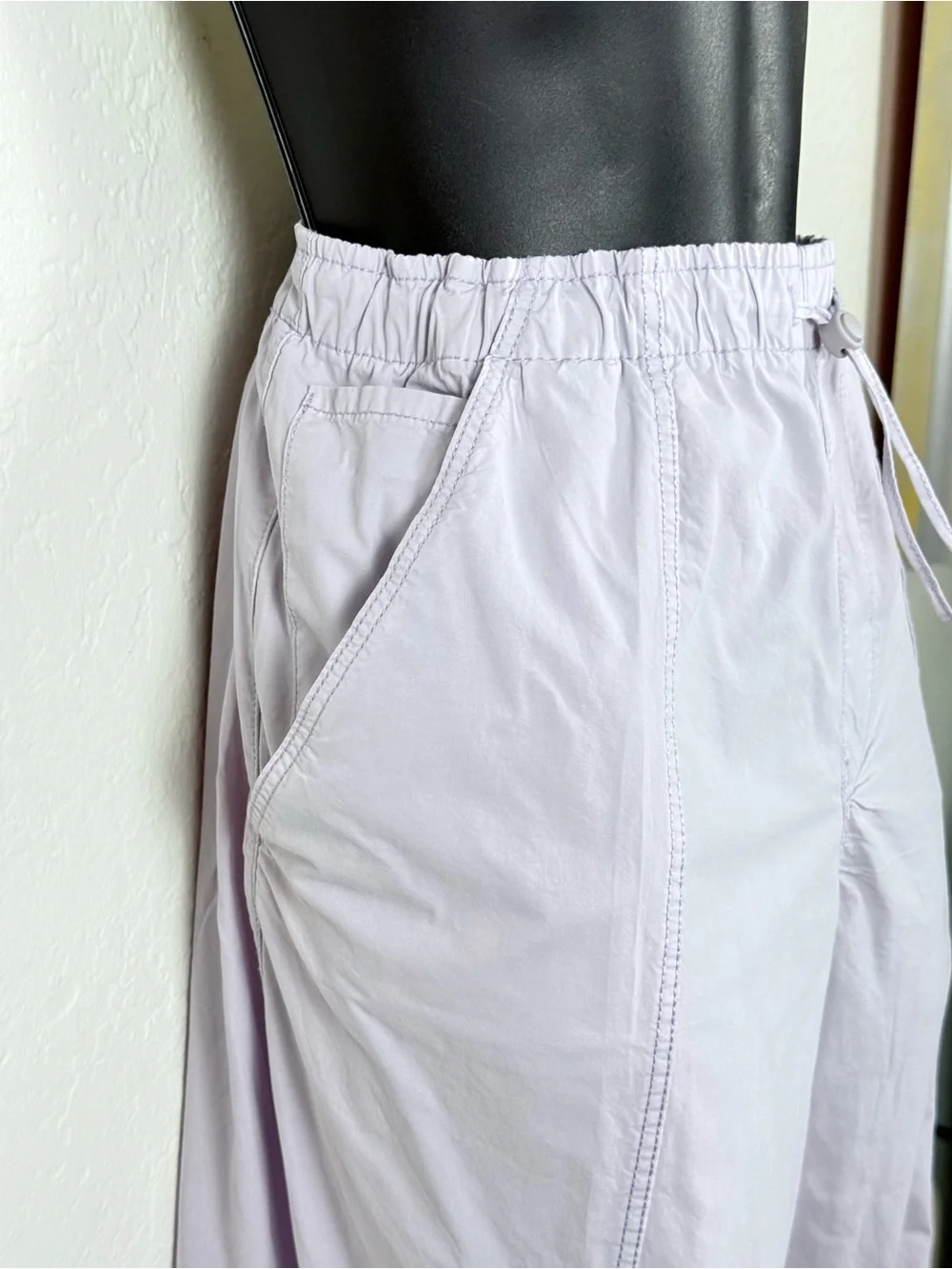 ZARA Lilac Cotton Parachute Cargo Pants Elastic Drawstring M Y2K Gorpcore Casual